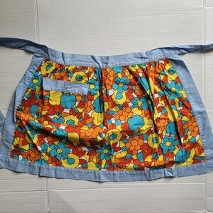 Rose apron retro half apron vintage kitchen cotton colorful floral pattern 60s